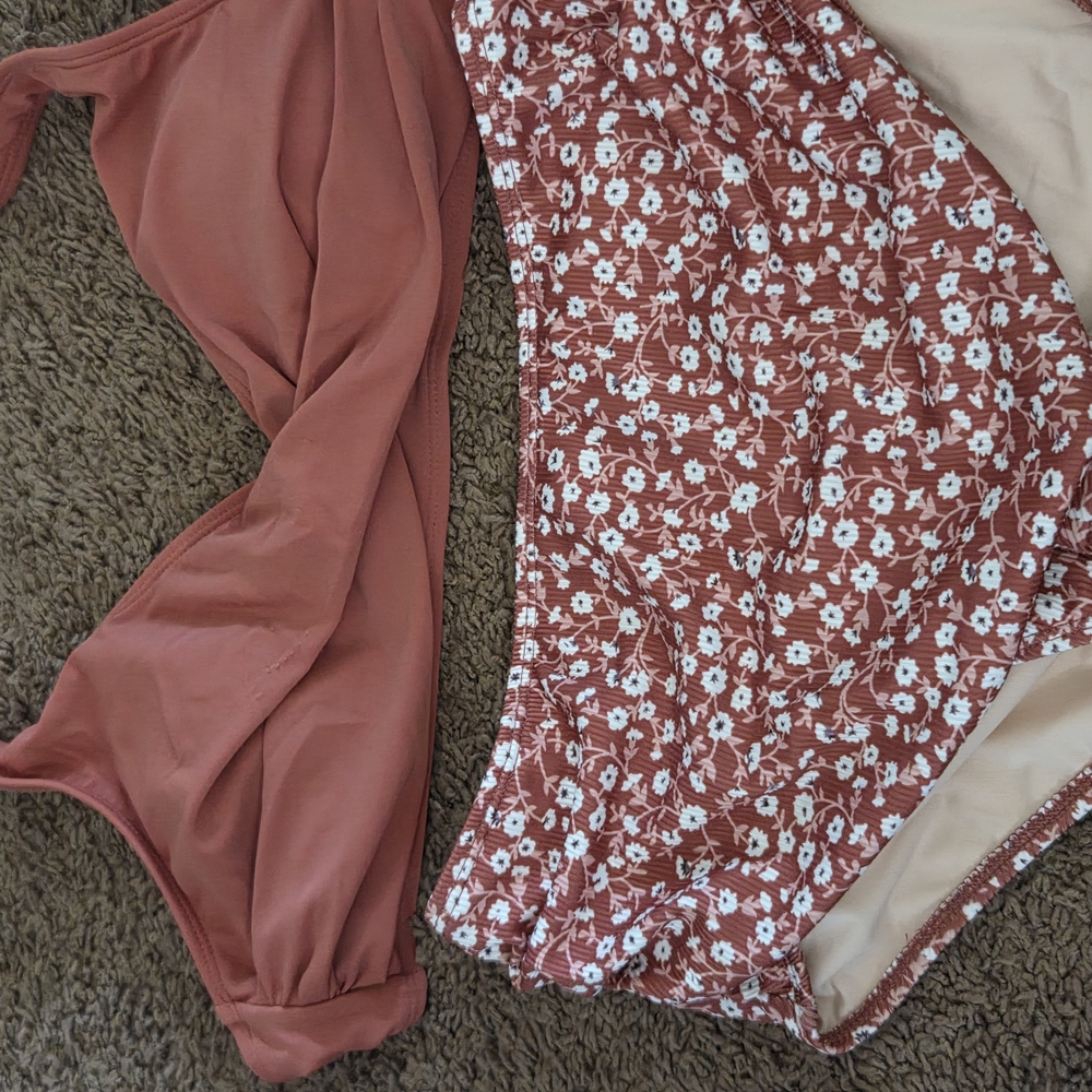 Cupshe White and Brown Bikini Swimwear